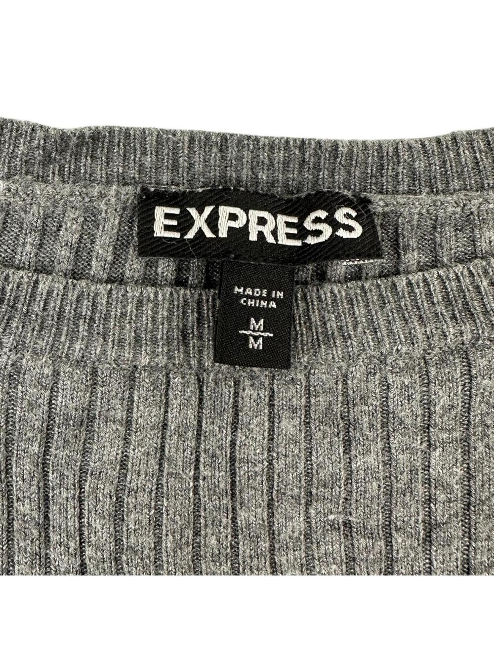 Express Gray Ribbed Boatneck Knit Top - Picture 6 of 8